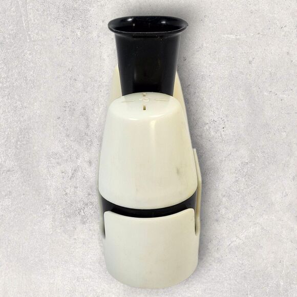 Vintage Miracle Maid “Gem Coat” Salt & Pepper Shaker Set w/ Holder – 1960s Promo - Picture 3 of 10